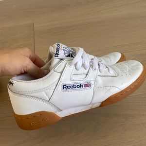 White Reebok Runner with Beige Bottom